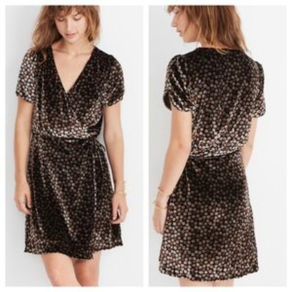 Madewell velvet flower wrap dress